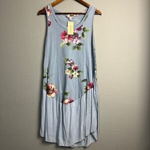 Angela Mara Sundance Aloha Dress Floral Tank Blue Romantic Garden XS NWT‎ $88